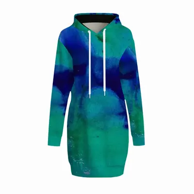 Women Liquid Blue Hoodie Skirt