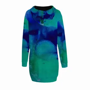 Women Liquid Blue Hoodie Skirt