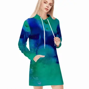 Women Liquid Blue Hoodie Skirt