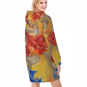 Women Flower Flame Hoodie Skirt