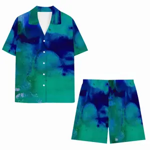 Men Liquid Blue Short Pajama Suit