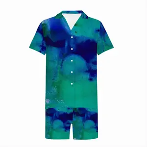 Men Liquid Blue Short Pajama Suit