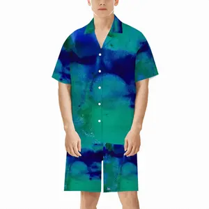 Men Liquid Blue Short Pajama Suit