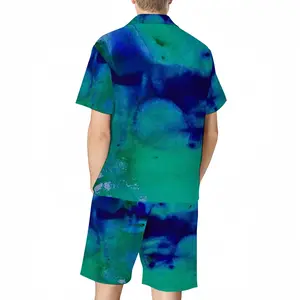 Men Liquid Blue Short Pajama Suit