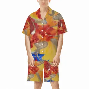 Men Flower Flame Short Pajama Suit