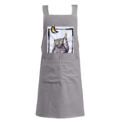 Adult Cat Or Cat At Night Retro Aprons