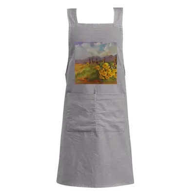 Adult Yellow Fence Flowers Retro Aprons