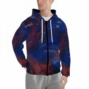 Men Silver-Blue Cardigan Hoodie