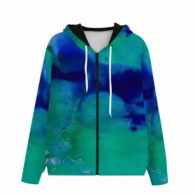 Men Liquid Blue Cardigan Hoodie