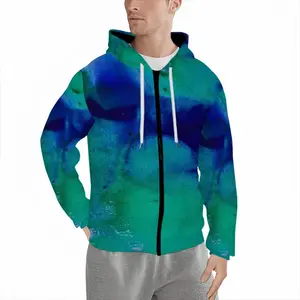 Men Liquid Blue Cardigan Hoodie