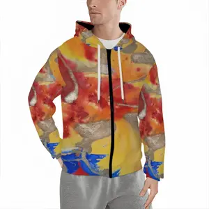 Men Flower Flame Cardigan Hoodie