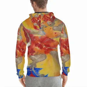 Men Flower Flame Cardigan Hoodie