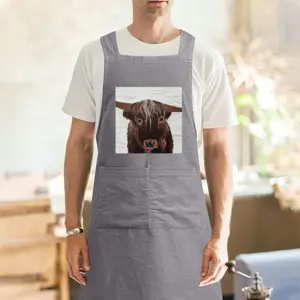 Adult Bull - Red Bull Taurus Animals Buffalo Wild Retro Aprons