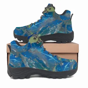 Men Lime Green Blue Hiking Climbing Shoes