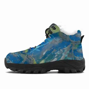 Men Lime Green Blue Hiking Climbing Shoes (Fur)