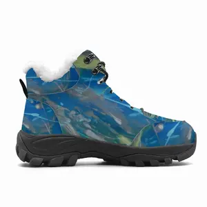 Men Lime Green Blue Hiking Climbing Shoes (Fur)