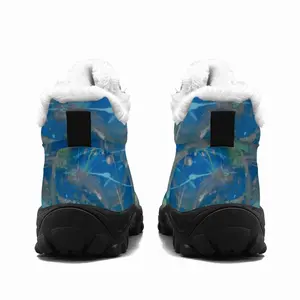 Men Lime Green Blue Hiking Climbing Shoes (Fur)