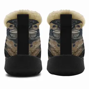 Men Black Matter Snow Boots (Short Fur)