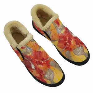 Men Flower Flame Snow Boots (Short Fur)