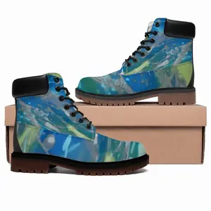 Men Lime Green Blue High Top Boots