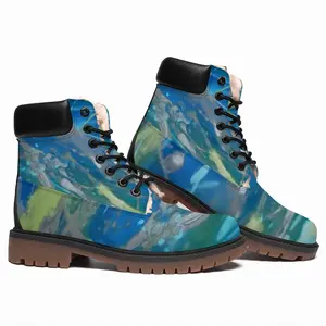 Men Lime Green Blue High Top Boots