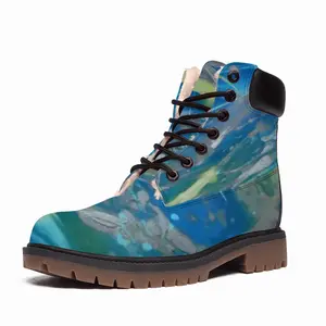 Men Lime Green Blue High Top Boots