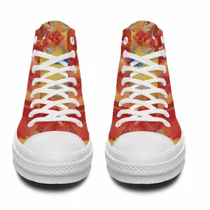 Men Flower Flame High Top Baseball Shoes