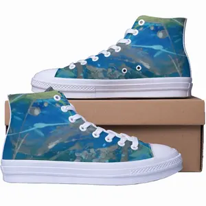 Men Lime Green Blue High Top Baseball Shoes