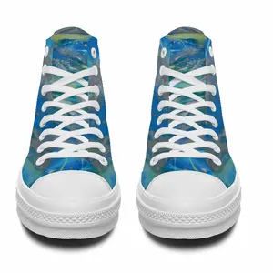 Men Lime Green Blue High Top Baseball Shoes