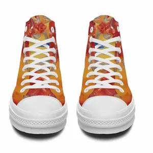 Men Flower Flame High Top Baseball Shoes