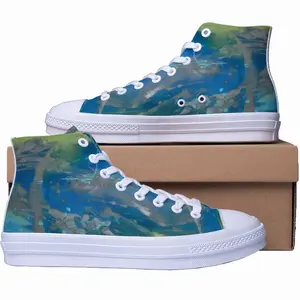 Men Lime Green Blue High Top Baseball Shoes