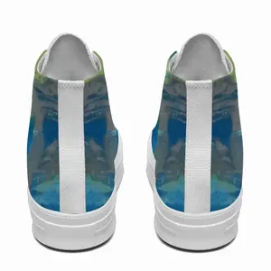 Men Lime Green Blue High Top Baseball Shoes