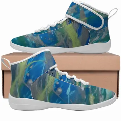 Men Lime Green Blue Cheerleading Shoes (High Top)