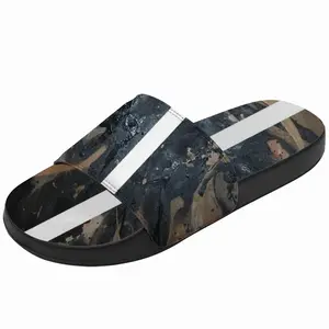 Men Black Matter Slip On Slippers