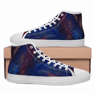 Men Silver-Blue High Top Shoes