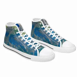 Men Lime Green Blue High Top Shoes