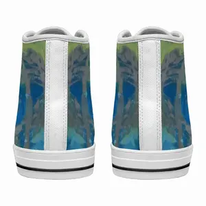 Men Lime Green Blue High Top Shoes