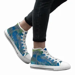 Men Lime Green Blue High Top Shoes