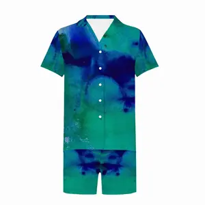 Men Liquid Blue Short Pajama Suit