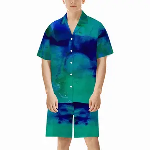 Men Liquid Blue Short Pajama Suit