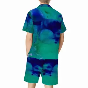 Men Liquid Blue Short Pajama Suit