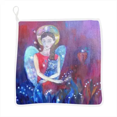 Angel With Cat Kitchen Dishcloths