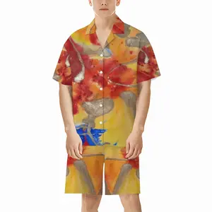 Men Flower Flame Short Pajama Suit