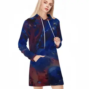 Women Silver-Blue Hoodie Skirt