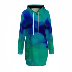 Women Liquid Blue Hoodie Skirt