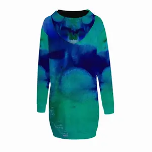 Women Liquid Blue Hoodie Skirt