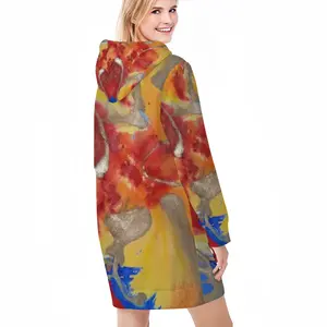 Women Flower Flame Hoodie Skirt