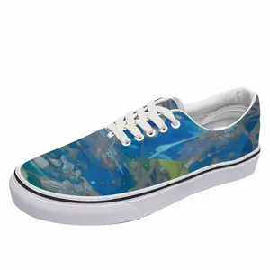 Men Lime Green Blue Low Top Shoes (Lace Up)