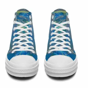 Men Lime Green Blue High Top Baseball Shoes