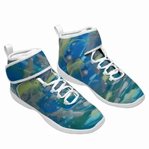 Men Lime Green Blue Cheerleading Shoes (High Top)